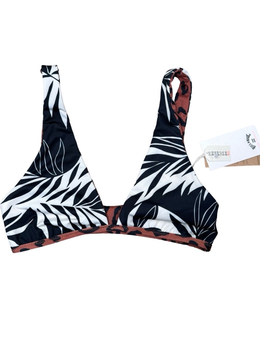 NWT Billabong Spotted N Paradise Reversible Ava Tank Bikini Top Leopard Tropical - Picture 8 of 15